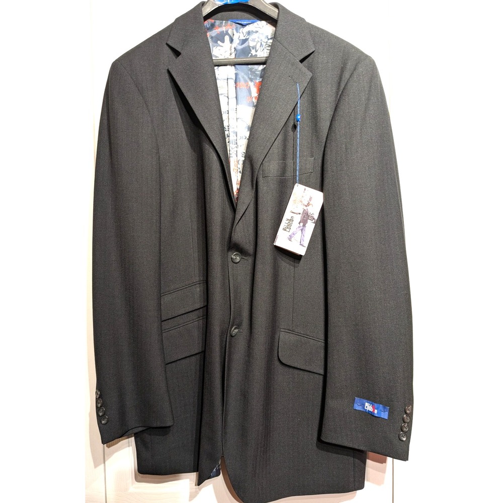 Billy London Blazer Mens 44L Gray Herringbone 2 Button Sport Coat 10-BL2291 NWT